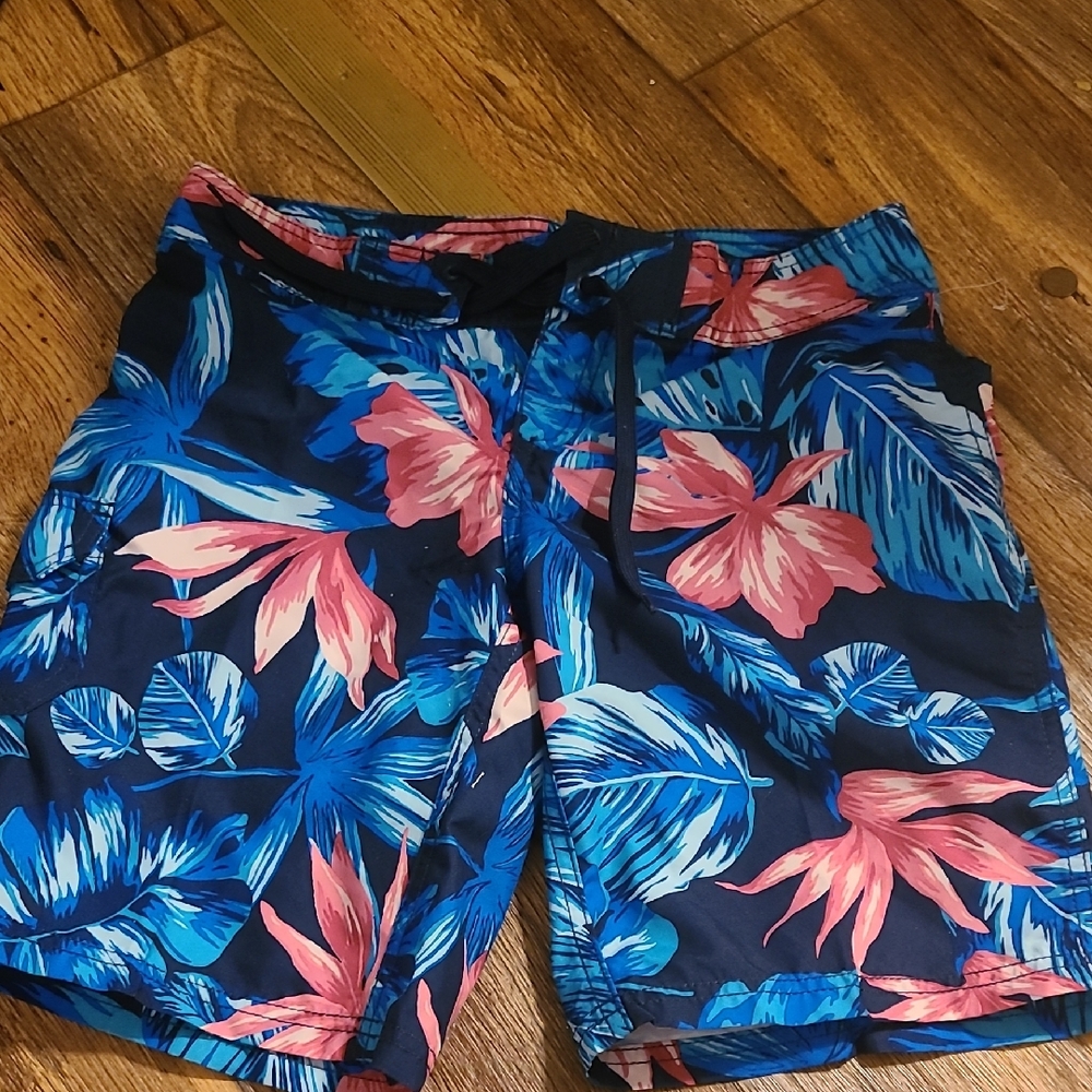 Kanu Surf Blue and Pink Floral Men's Hybrid Shorts